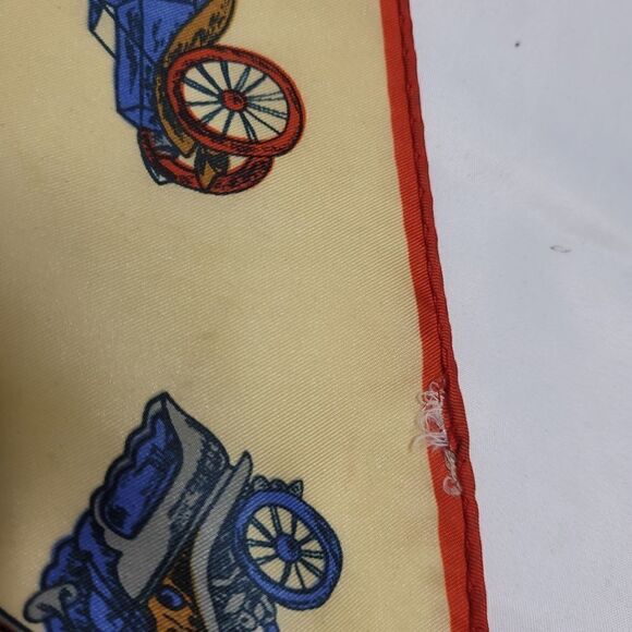 VINTAGE scarf beige antique model T car‎ cream ivory square - Picture 6 of 7